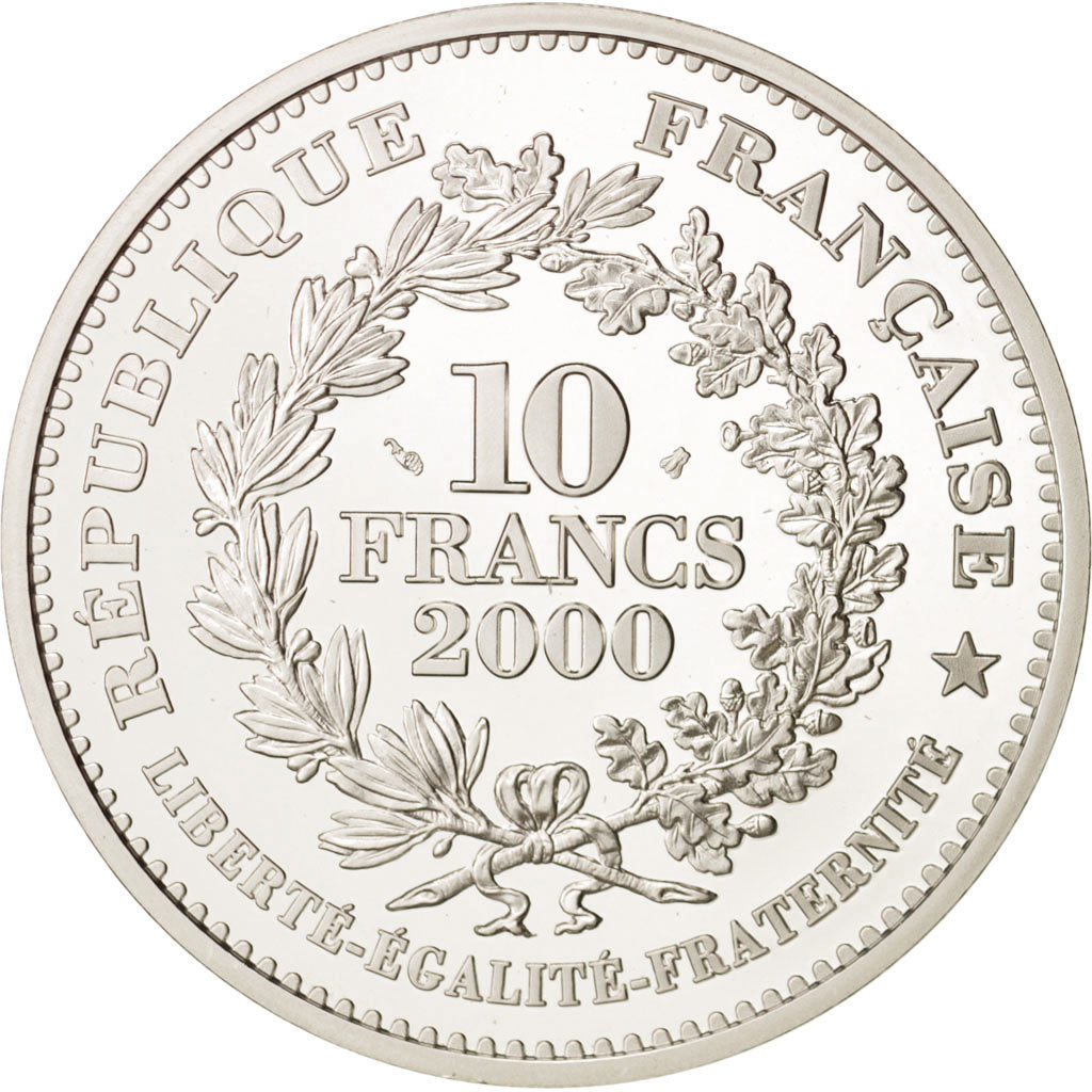 France, 10 Francs, 2000, Paris, MS(65-70), Silver, KM:1400