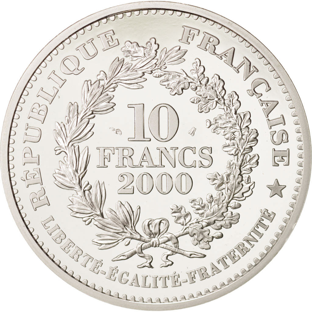 France, 10 Francs, 2000, Paris, MS(65-70), Silver, KM:1401