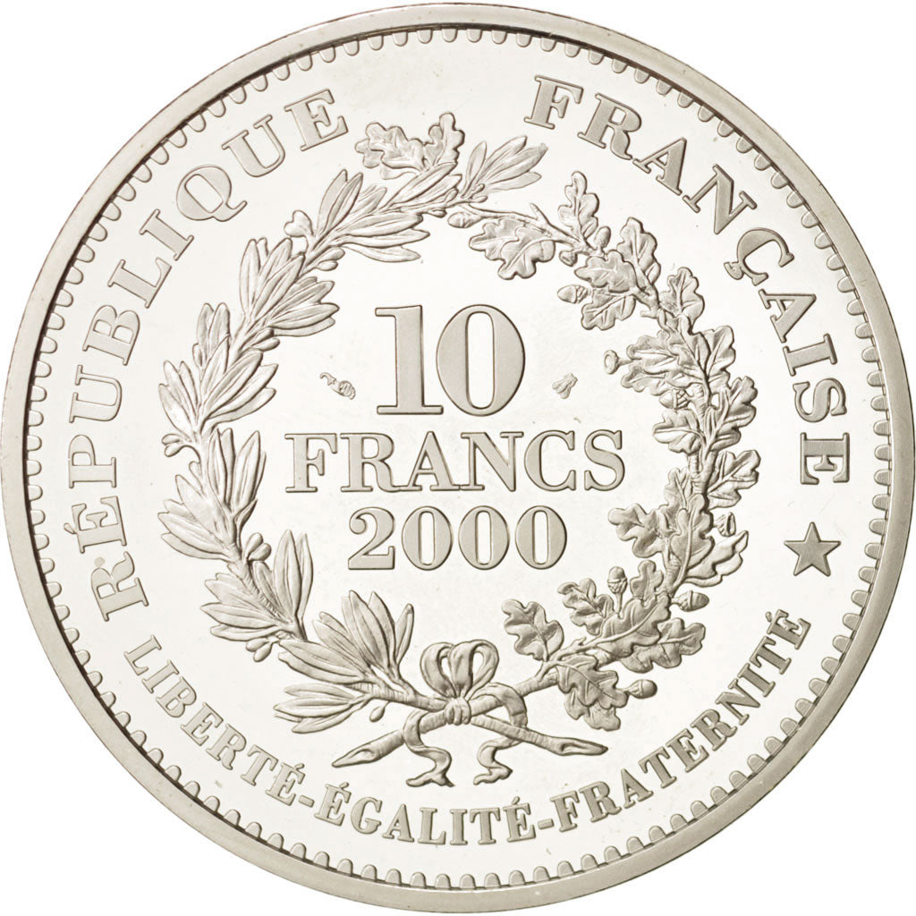 France, 10 Francs, 2000, Paris, MS(65-70), Silver, KM:1971
