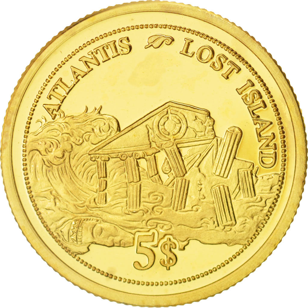 Fiji, Elizabeth II, 5 Dollars, Atlantis, 2006, MS(65-70), Gold, KM:270