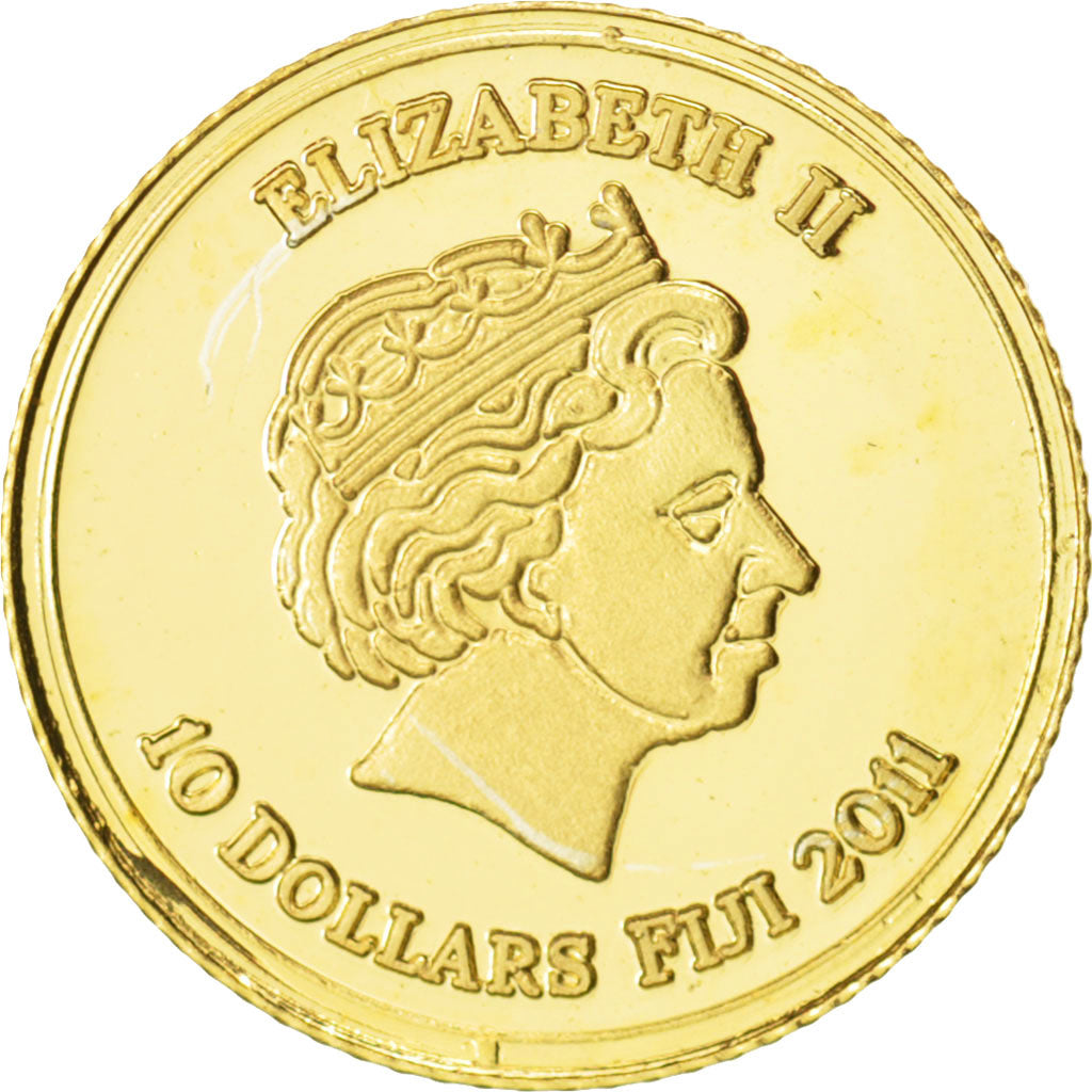 Fiji, Elizabeth II, 10 Dollars, Pamukkale,  2011, MS(65-70), Gold, KM:302