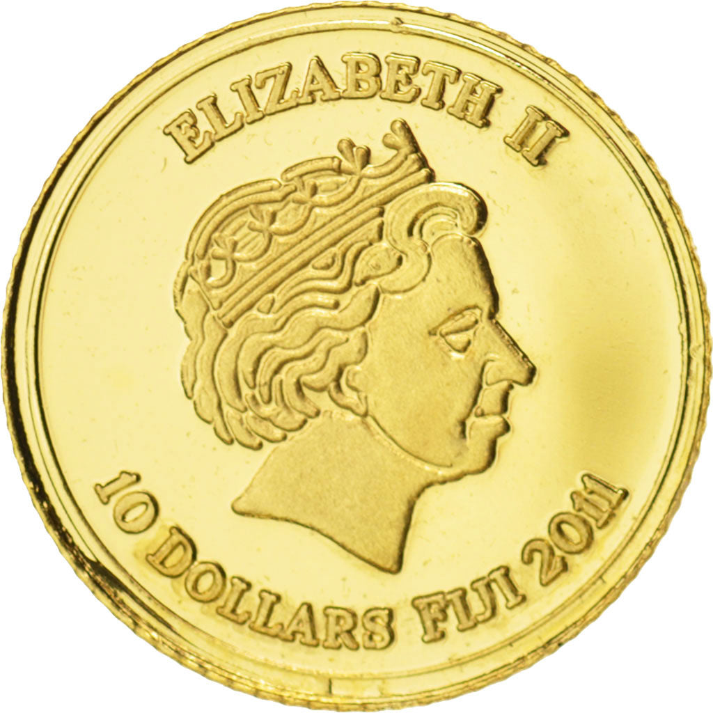 Fiji, Elizabeth II, 10 Dollars, 2011, South Africa, MS(65-70), Gold, KM:303