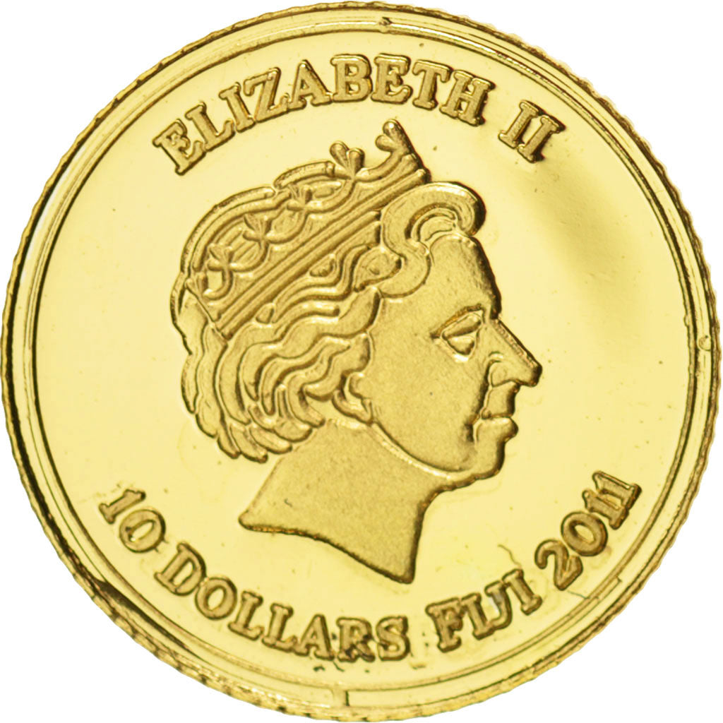 Fiji, Elizabeth II, 10 Dollars, 2011, MS(65-70), Namibia, Gold, KM:304