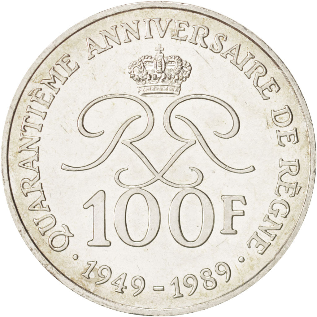 Moneda, Mónaco, Rainier III, 100 Francs, 1989, SC, Plata, KM:164, Gadoury:MC164