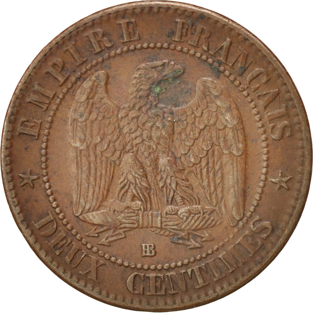 Moneda, Francia, Napoleon III, Napoléon III, 2 Centimes, 1862, Strasbourg, MBC