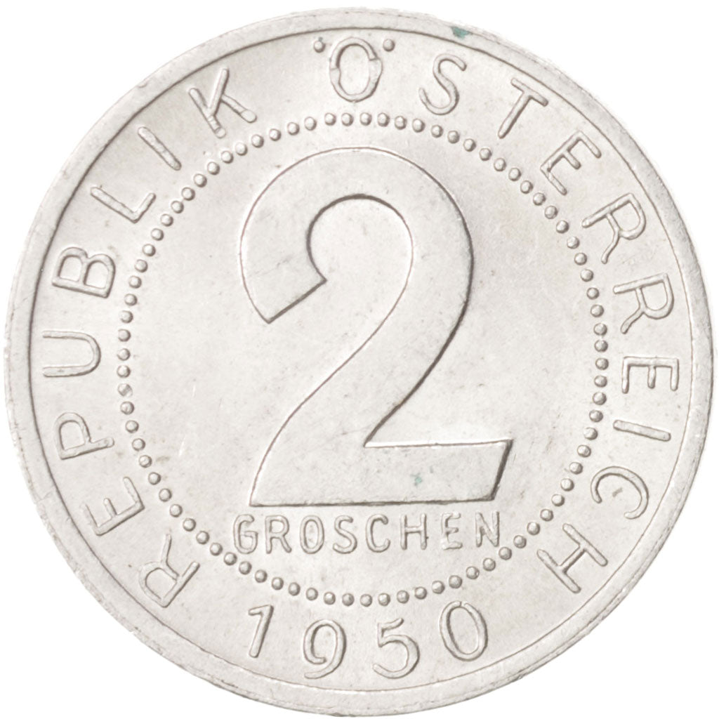 Moneda, Austria, 2 Groschen, 1950, SC, Aluminio, KM:2876