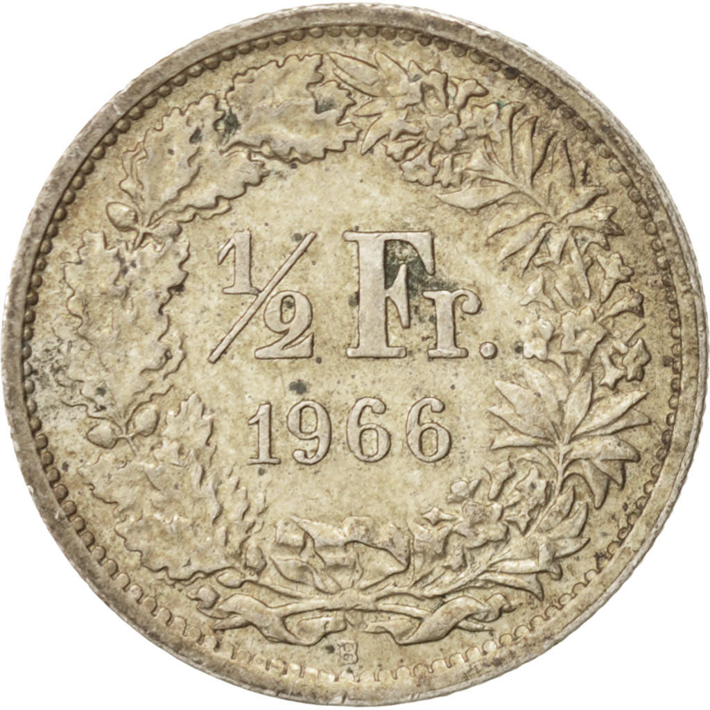 Munten, Zwitserland, 1/2 Franc, 1966, Bern, ZF, Zilver, KM:23