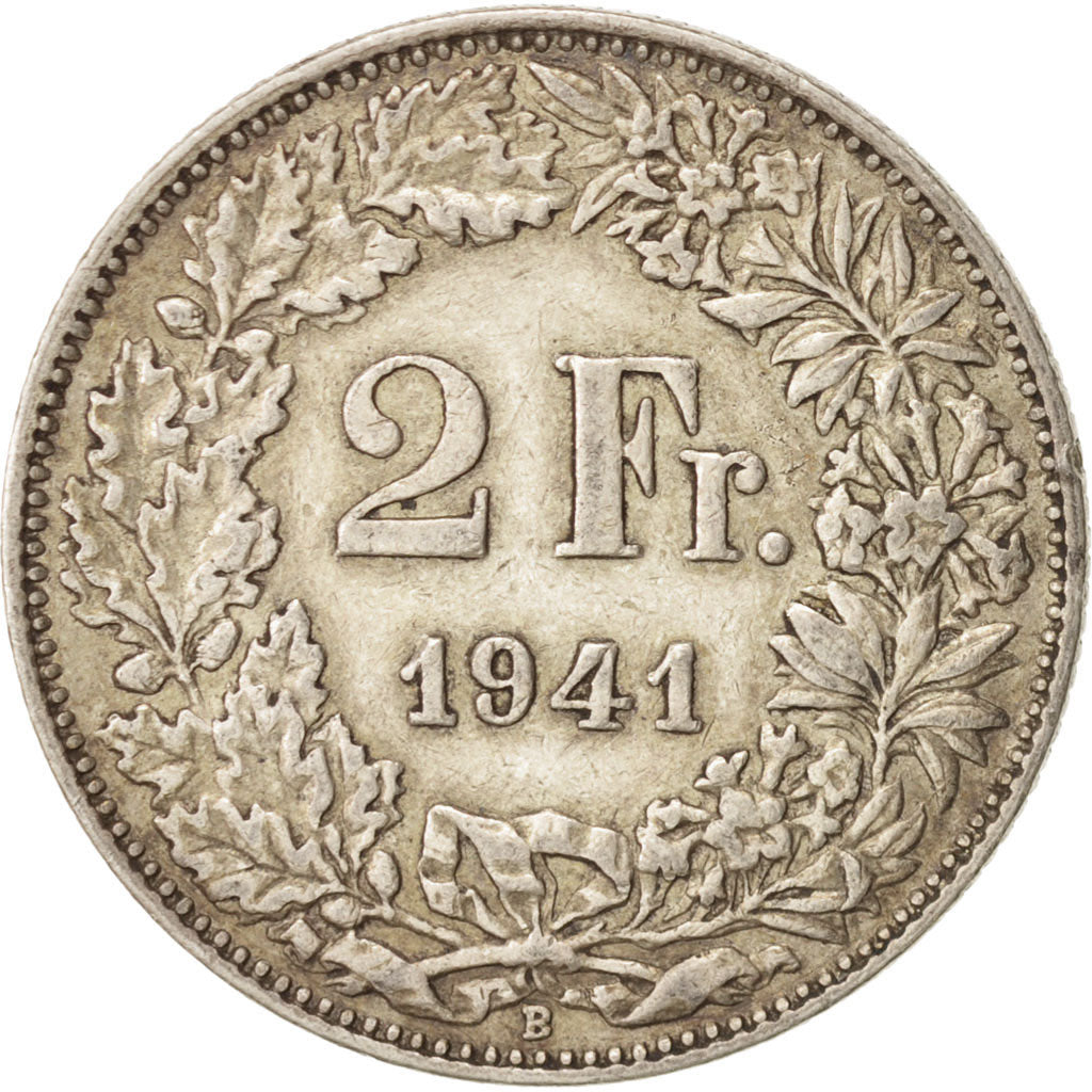 Münze, Schweiz, 2 Francs, 1941, Bern, SS, Silber, KM:21