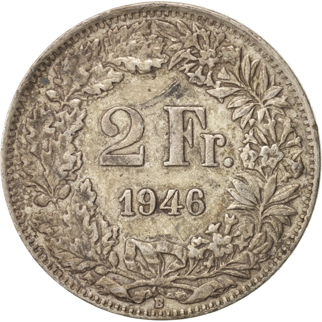 Switzerland, 2 Francs, 1946, Bern, EF(40-45), Silver, KM:21