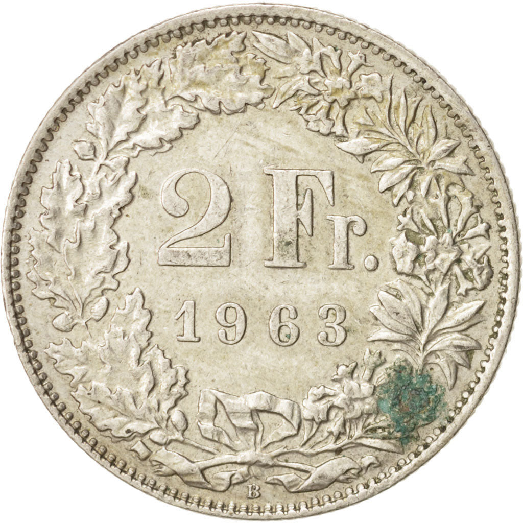 Switzerland, 2 Francs, 1963, Bern, AU(50-53), Silver, KM:21