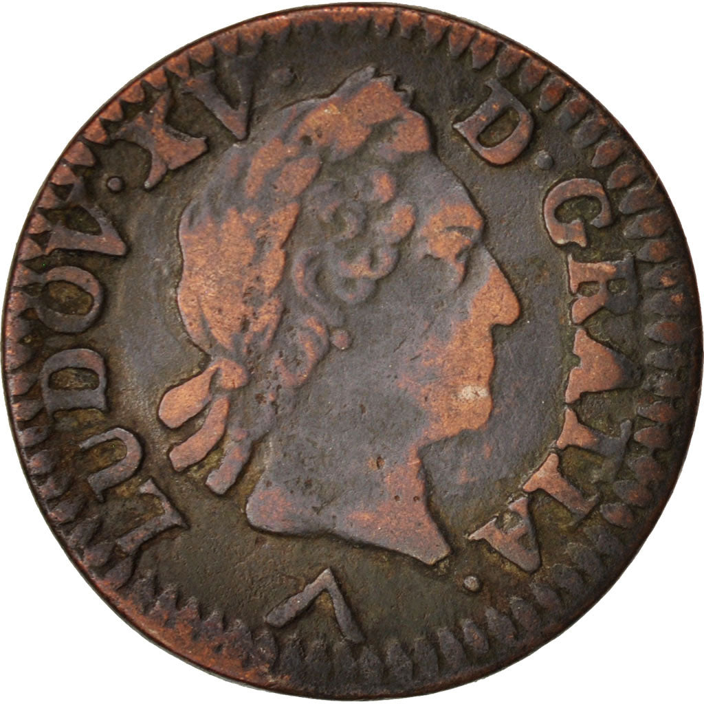 France, Louis XV, Liard à la vieille tête, Liard, 1773, Lille, VF(20-25)