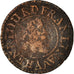 Francia, Henri IV, Denier Tournois, 1607, Paris, B+, Rame, KM:15