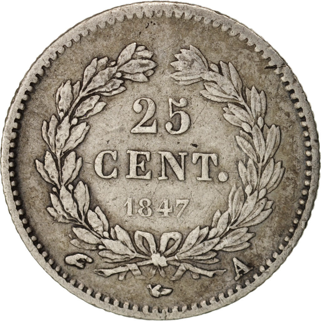 Francia, Louis-Philippe, 25 Centimes, 1847, Paris, MB, Argento, KM:755.1, Gad...