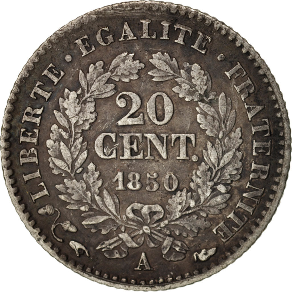 Coin, France, Cérès, 20 Centimes, 1850, Paris, VF(30-35), Silver, KM:758.1