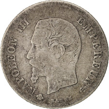 France, Napoleon III, Napoléon III, 20 Centimes, 1860, Strasbourg, B+, Argent