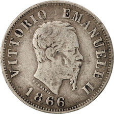 Italy, Vittorio Emanuele II, 50 Centesimi, 1866, Milan, VF(20-25), Silver