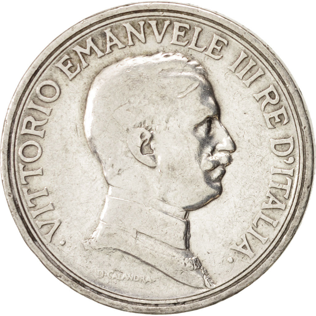 Coin, Italy, Vittorio Emanuele III, 2 Lire, 1916, Rome, VF(30-35), Silver, KM:55