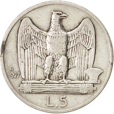 Italien, Vittorio Emanuele III, 5 Lire, 1927, Rome, S+, Silber, KM:67.1