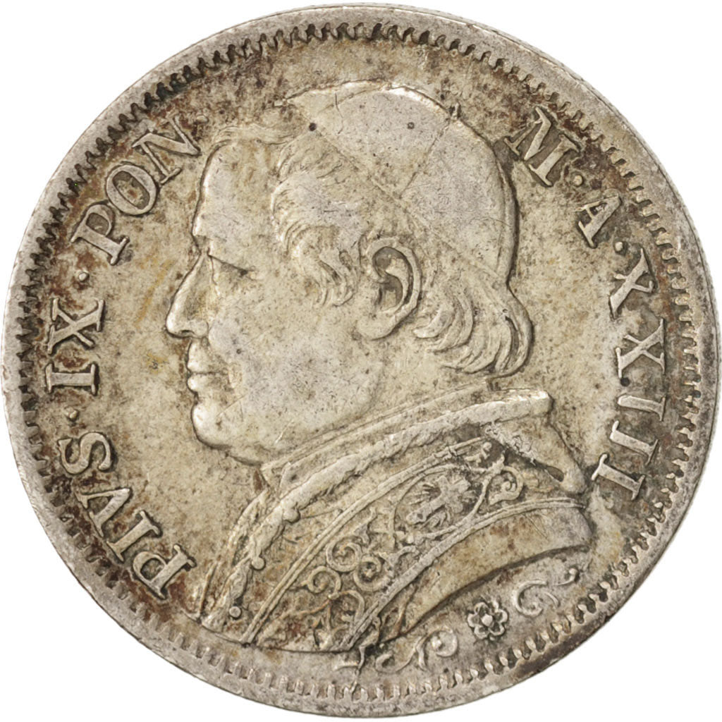 États italiens, PAPAL STATES, Pius IX, Lira, 1869, Rome, TTB, Argent, KM:1387