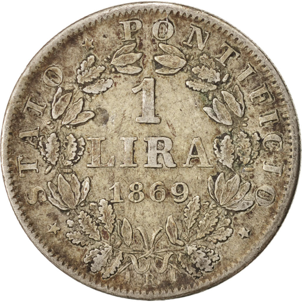 États italiens, PAPAL STATES, Pius IX, Lira, 1869, Rome, TTB, Argent, KM:1387