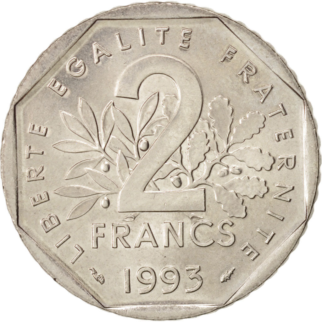 Coin, France, Jean Moulin, 2 Francs, 1993, Paris, MS(60-62), Nickel, KM:1062