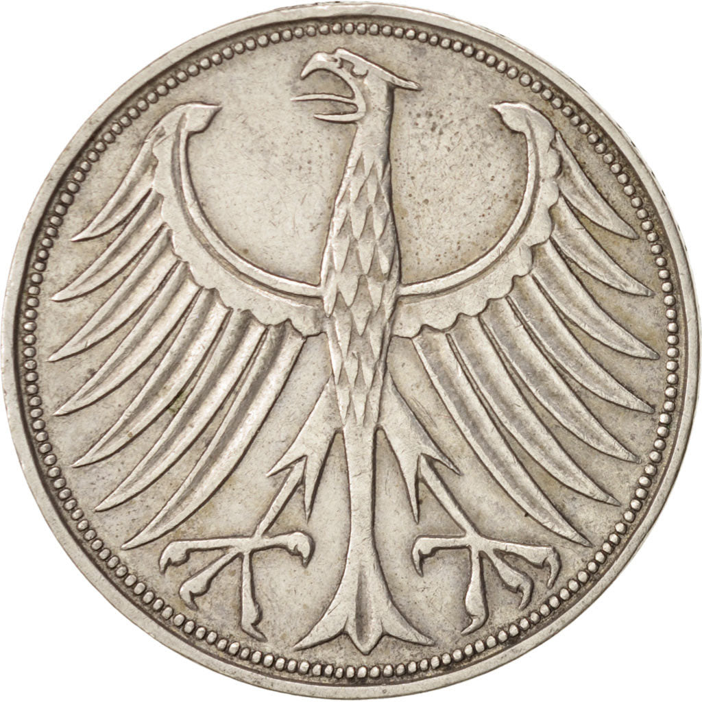 GERMANY - FEDERAL REPUBLIC, 5 Mark, 1951, Munich, AU(50-53), Silver, KM:112.1