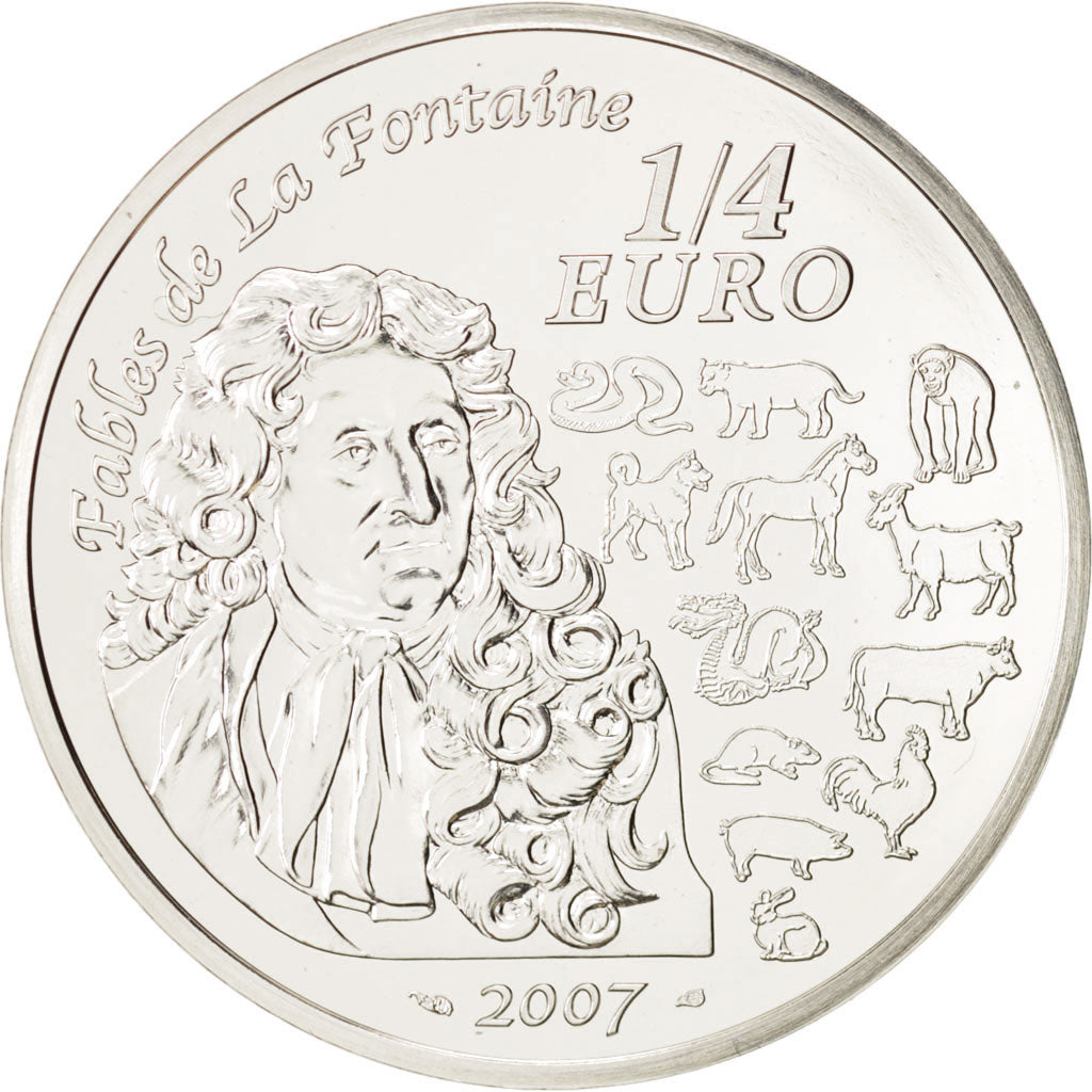 France, 1/4 Euro, 2007, MS(65-70), Silver, KM:1417