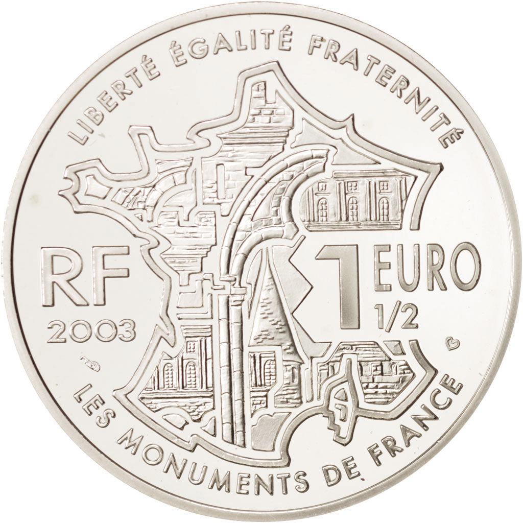 France, 1-1/2 Euro, 2003, MS(65-70), Silver, KM:1355