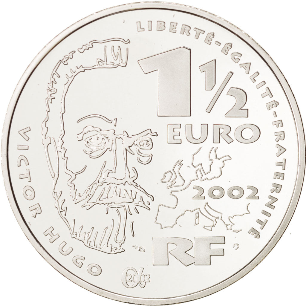 Coin, France, 1-1/2 Euro, 2002, MS(65-70), Silver, KM:1332