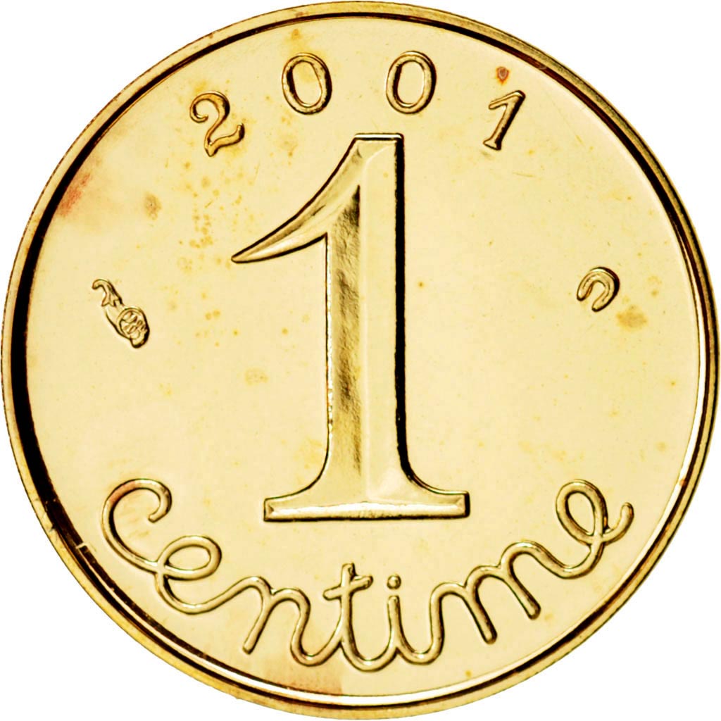 France, Épi, Centime, 2001, Paris, MS(65-70), Gold, KM:928a