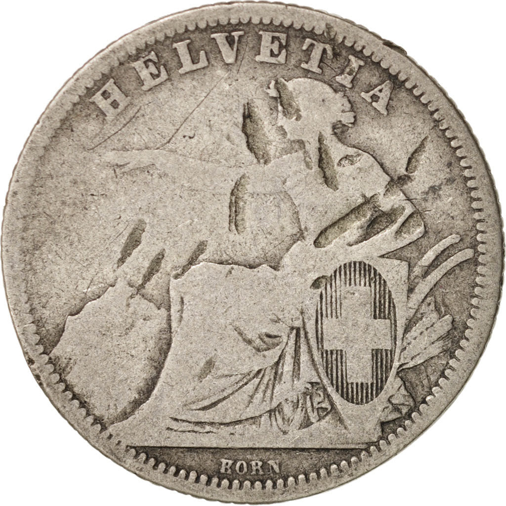 Switzerland, Franc, 1861, Bern, F(12-15), Silver, KM:9a