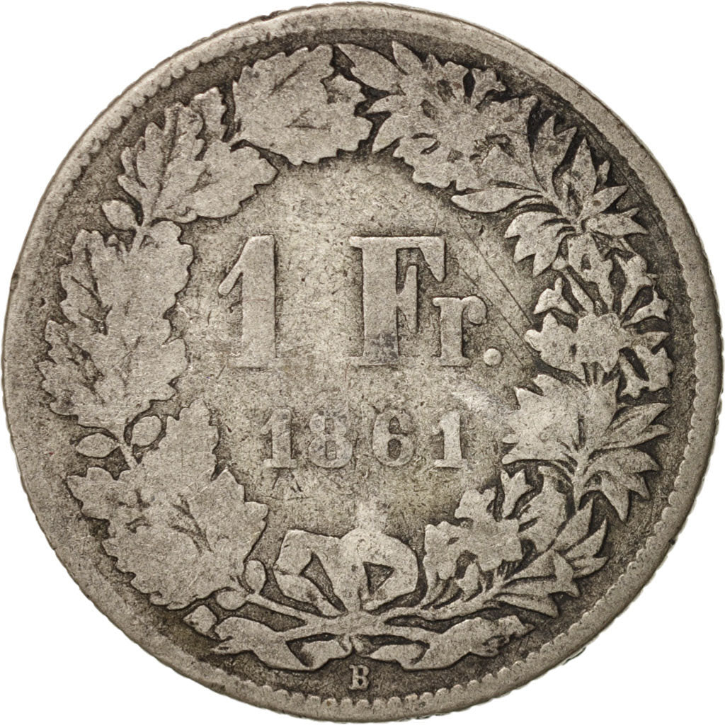 Switzerland, Franc, 1861, Bern, F(12-15), Silver, KM:9a