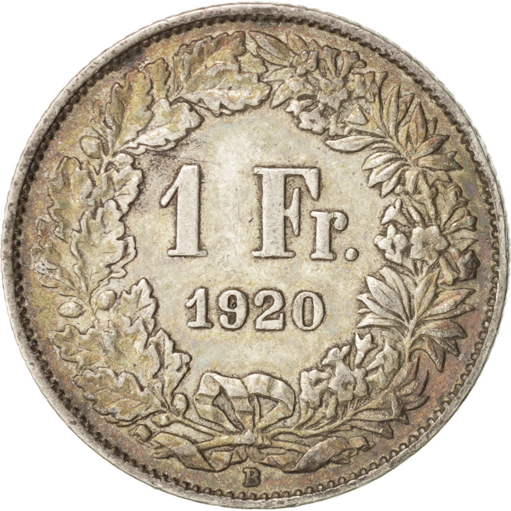 Moneda, Suiza, Franc, 1920, Bern, MBC+, Plata, KM:24