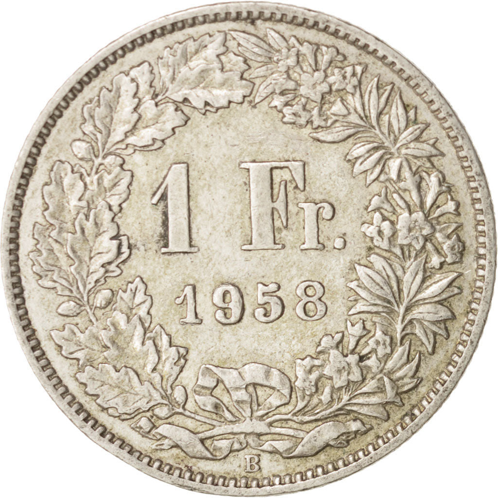 Coin, Switzerland, Franc, 1958, Bern, AU(50-53), Silver, KM:24