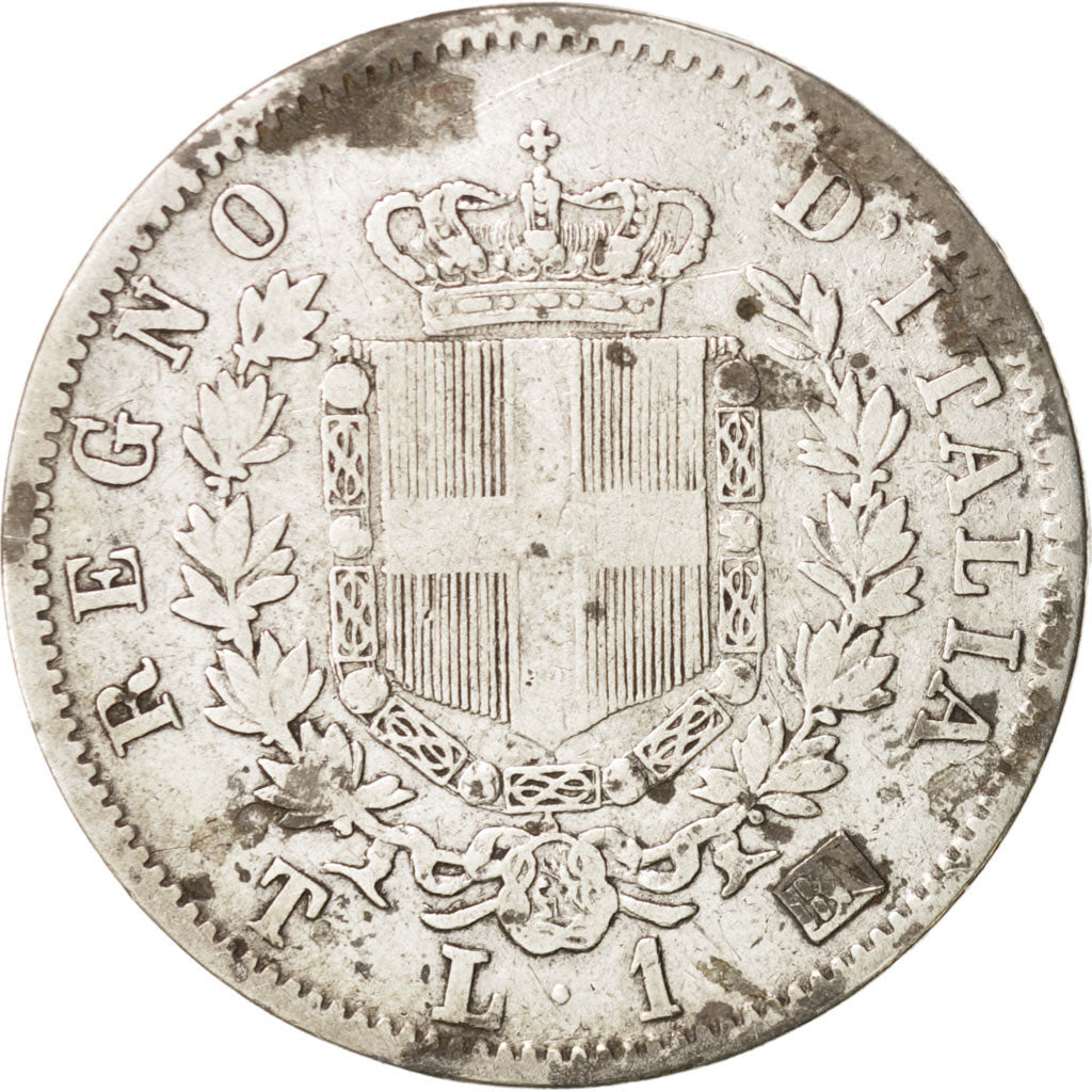 Italie, Vittorio Emanuele II, Lira, 1863, Milan, TB, Argent, KM:5a.1