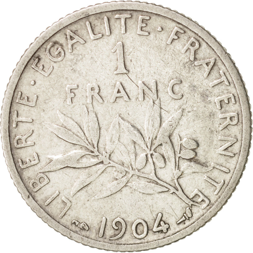 Monnaie, France, Semeuse, Franc, 1904, Paris, TB+, Argent, KM:844.1, Gadoury:467