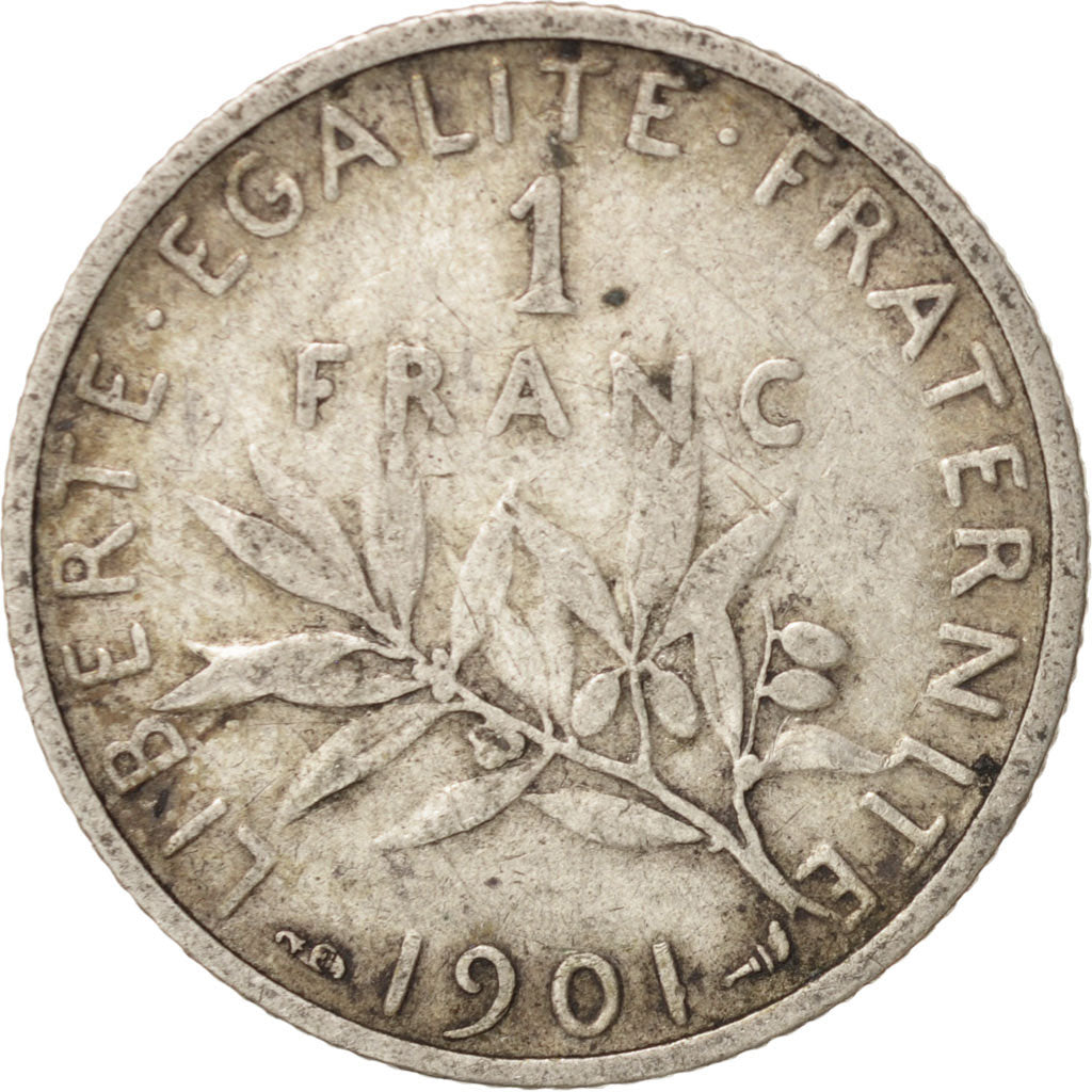 France, Semeuse, Franc, 1901, Paris, VF(20-25), Silver, KM:844.1, Gadoury:467