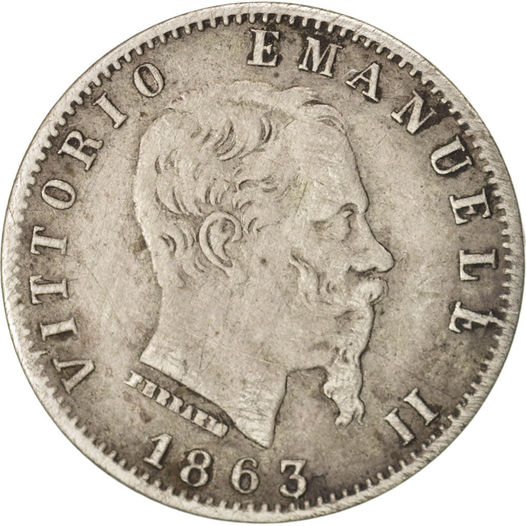 Italy, Vittorio Emanuele II, 20 Centesimi, 1863, Milan, VF(20-25), Silver