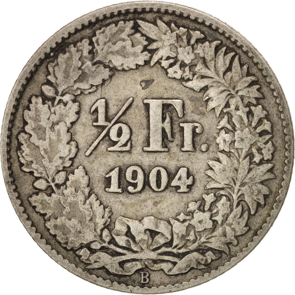 Switzerland, 1/2 Franc, 1904, Bern, VF(20-25), Silver, KM:23