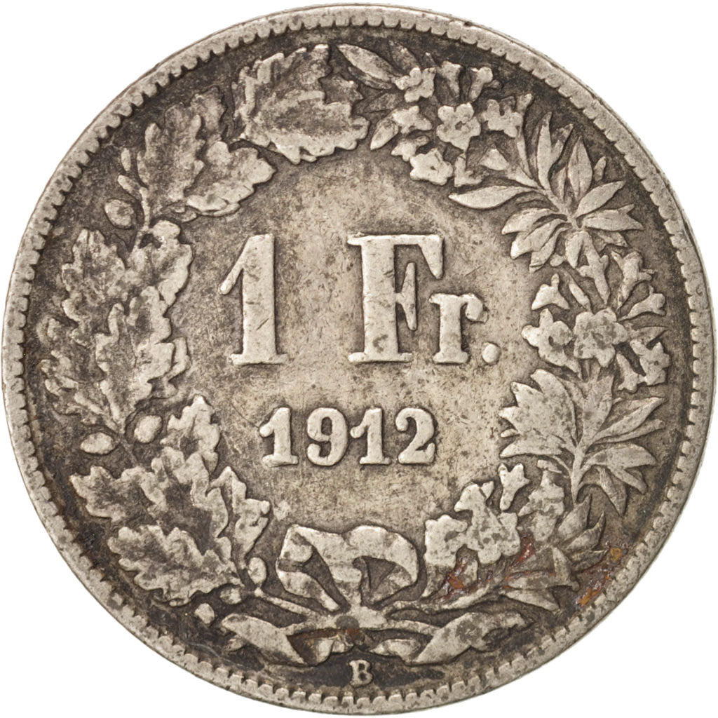 Switzerland, Franc, 1912, Bern, VF(30-35), Silver, KM:24