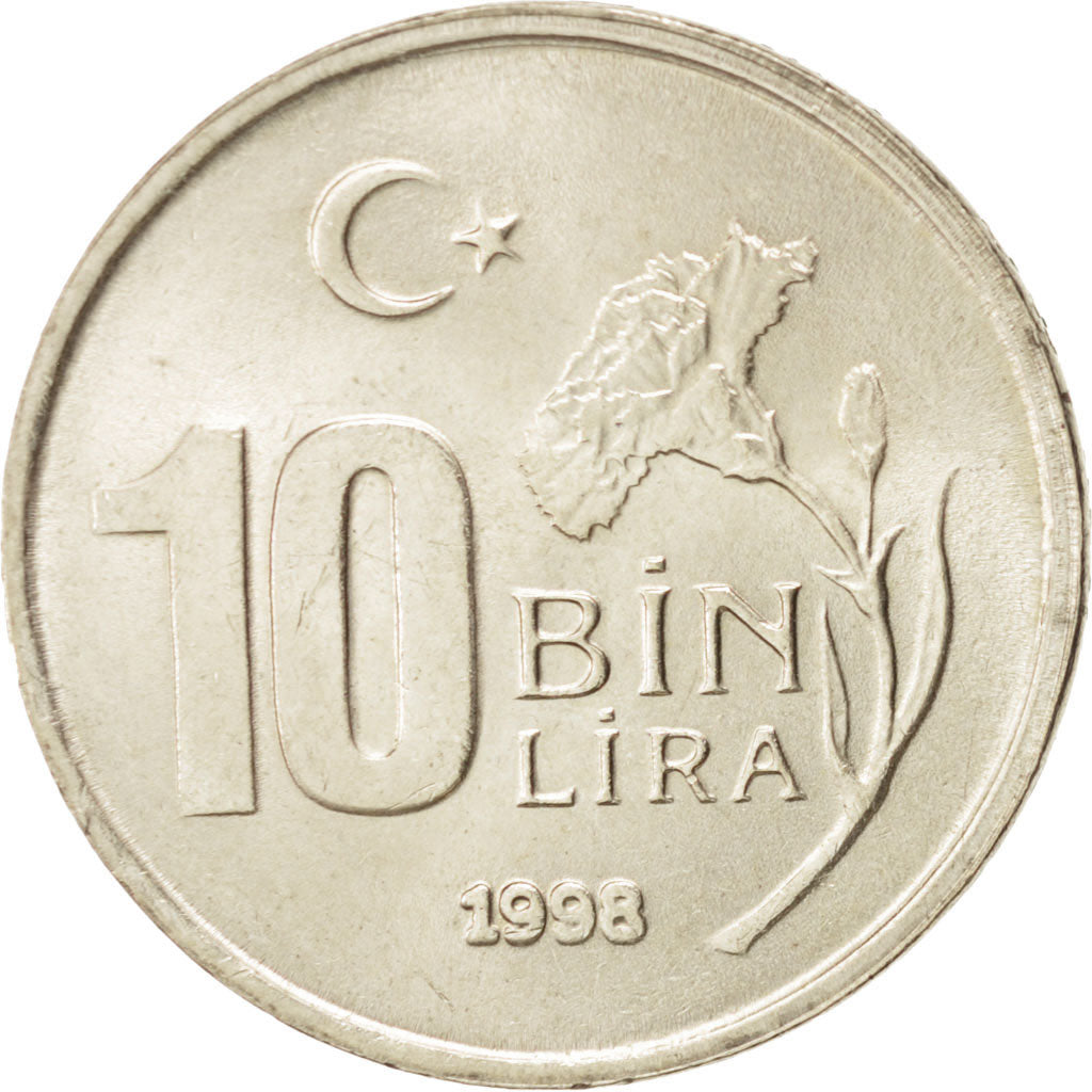 Turchia, 10000 Lira, 10 Bin Lira, 1998, SPL, Rame-nichel-zinco, KM:1027.2
