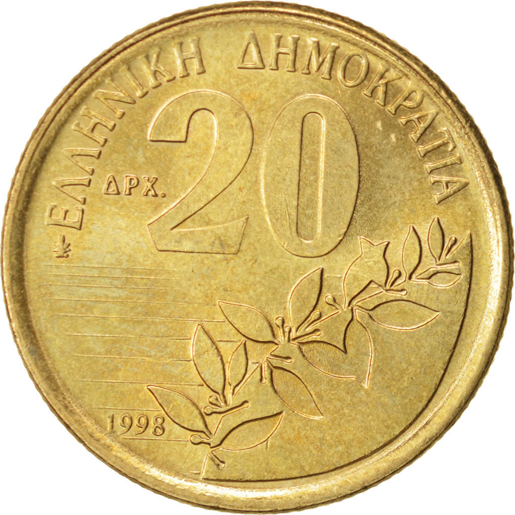 Münze, Griechenland, 20 Drachmes, 1998, UNZ, Aluminum-Bronze, KM:154