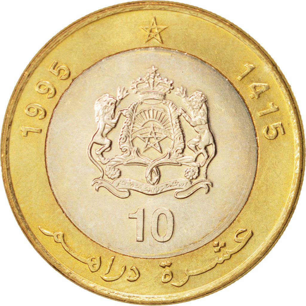 Moneta, Marocco, al-Hassan II, 10 Dirhams, 1995, Paris, SPL, Bi-metallico, KM:92
