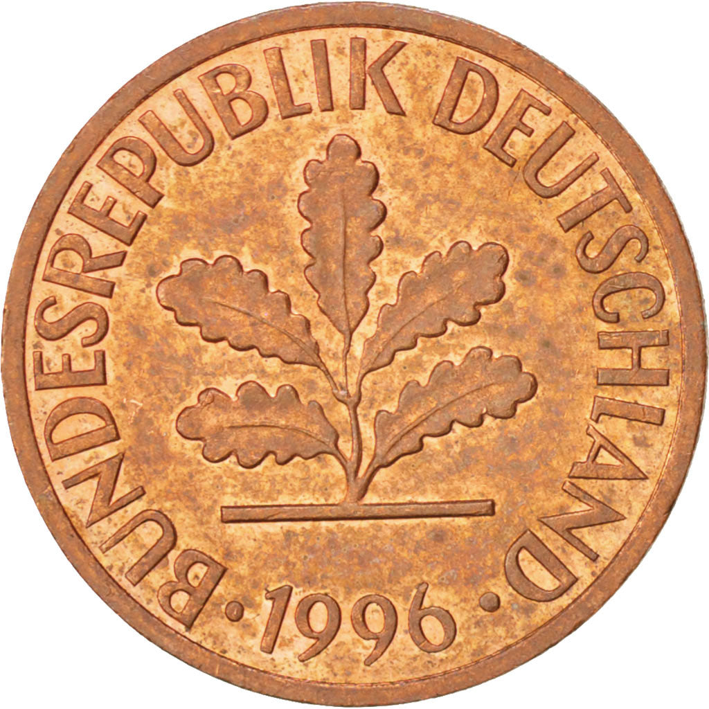 Monnaie, République fédérale allemande, Pfennig, 1996, Karlsruhe, TTB+