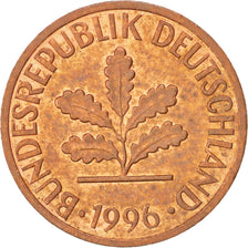 Monnaie, République fédérale allemande, Pfennig, 1996, Karlsruhe, TTB+