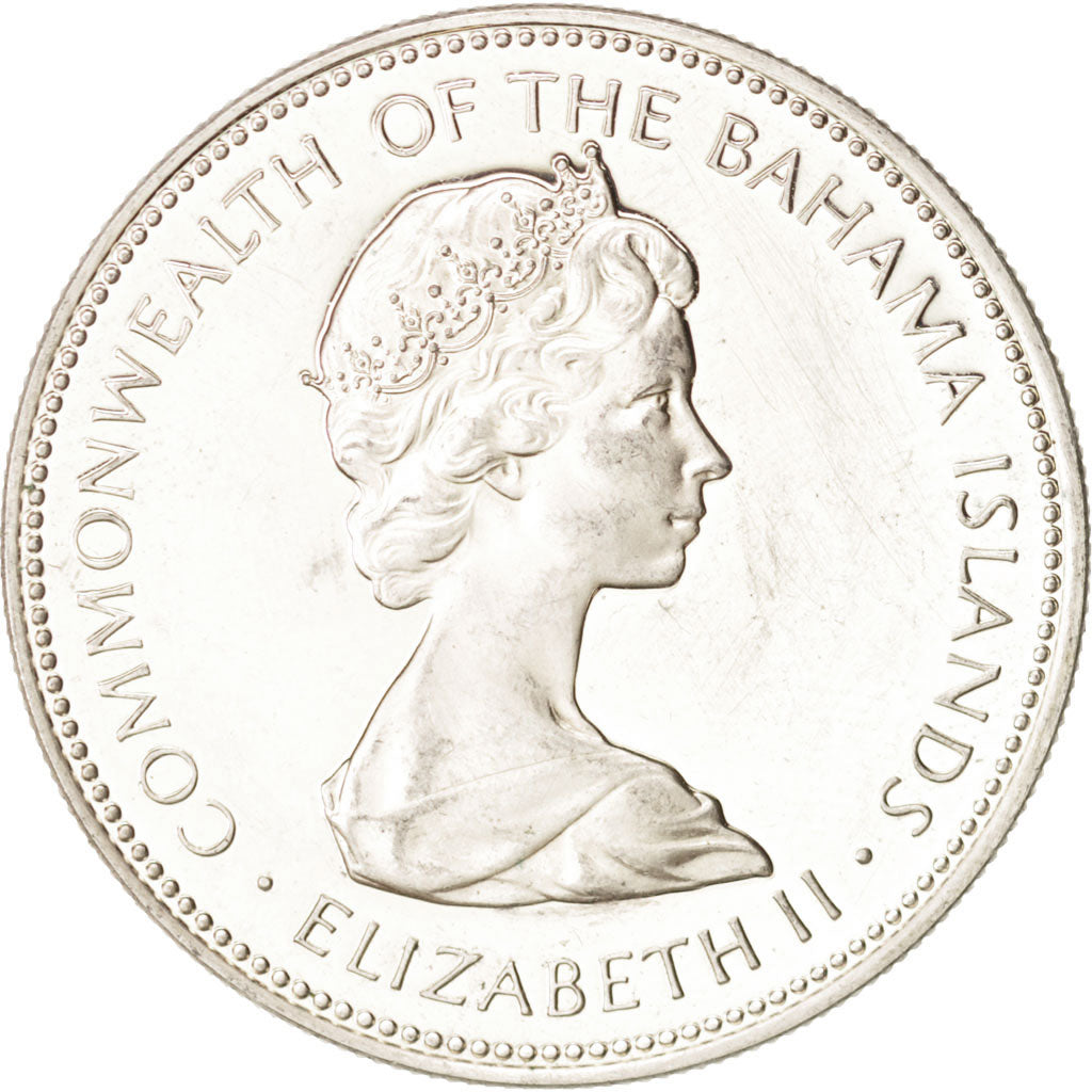 Bahamas, Elizabeth II, Dollar, 1973, Franklin Mint, U.S.A., AU(55-58), Silver