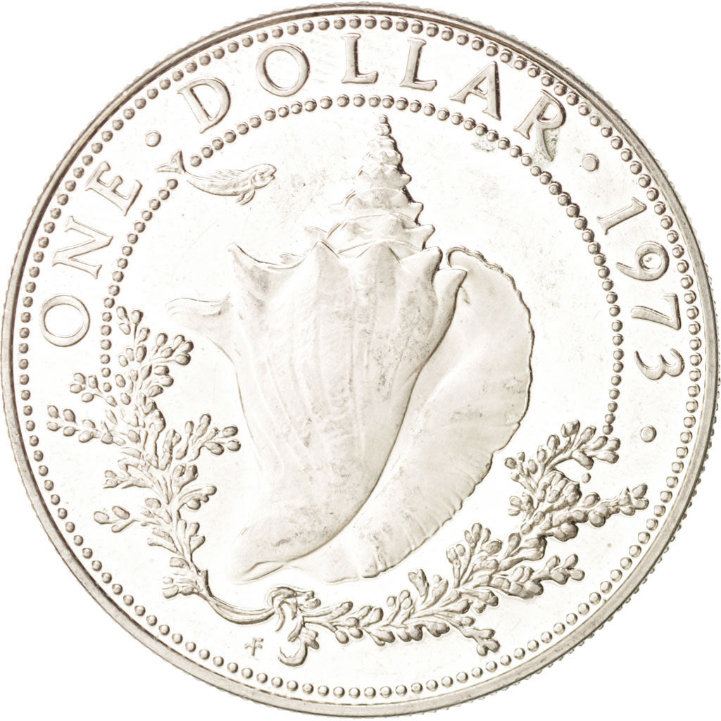 Bahamas, Elizabeth II, Dollar, 1973, Franklin Mint, U.S.A., AU(55-58), Silver