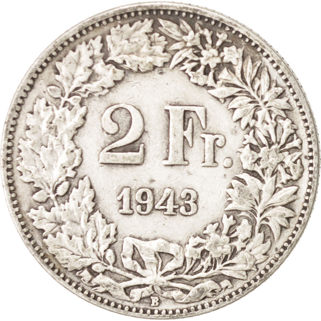 Monnaie, Suisse, 2 Francs, 1943, Bern, TTB+, Argent, KM:21