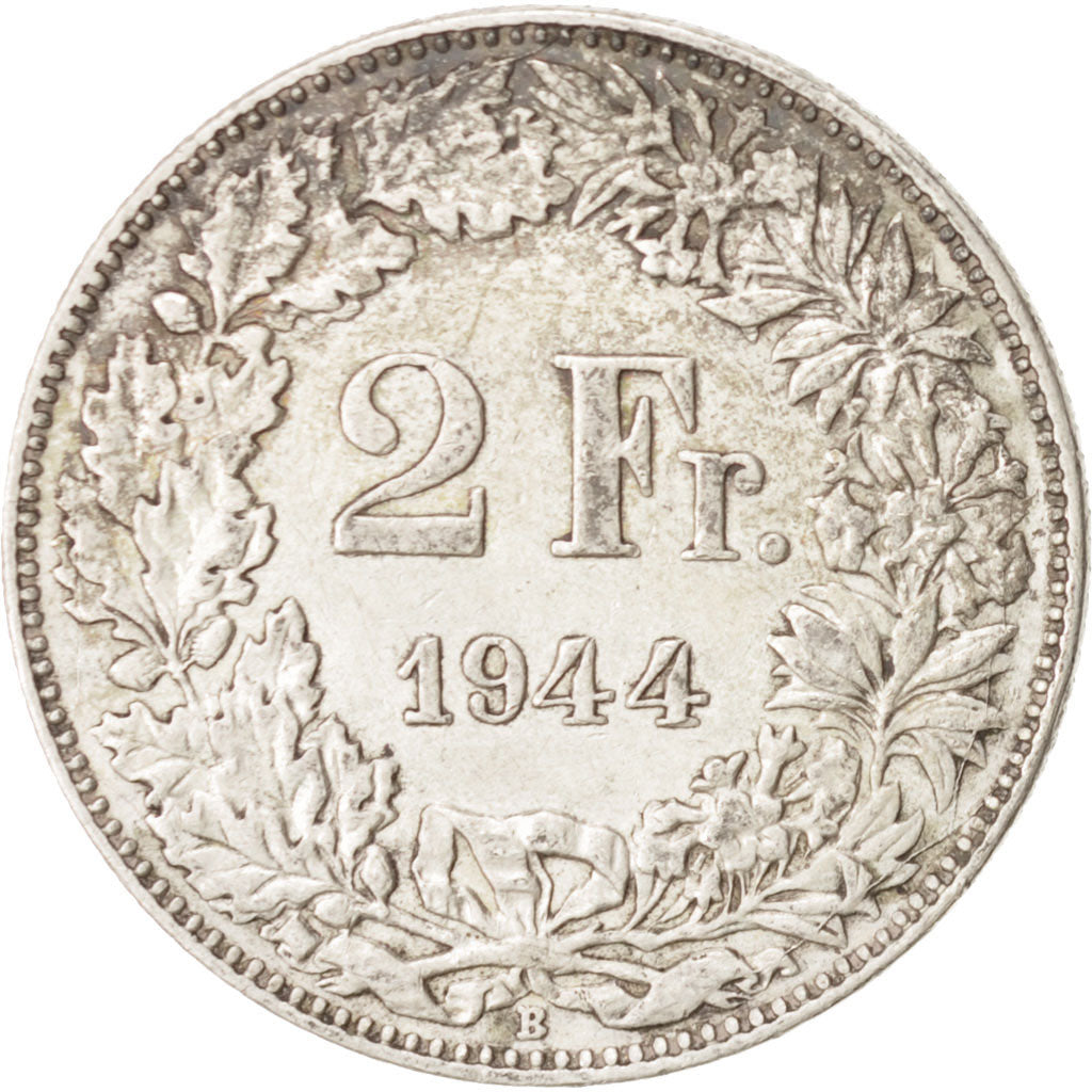 Münze, Schweiz, 2 Francs, 1944, Bern, SS+, Silber, KM:21