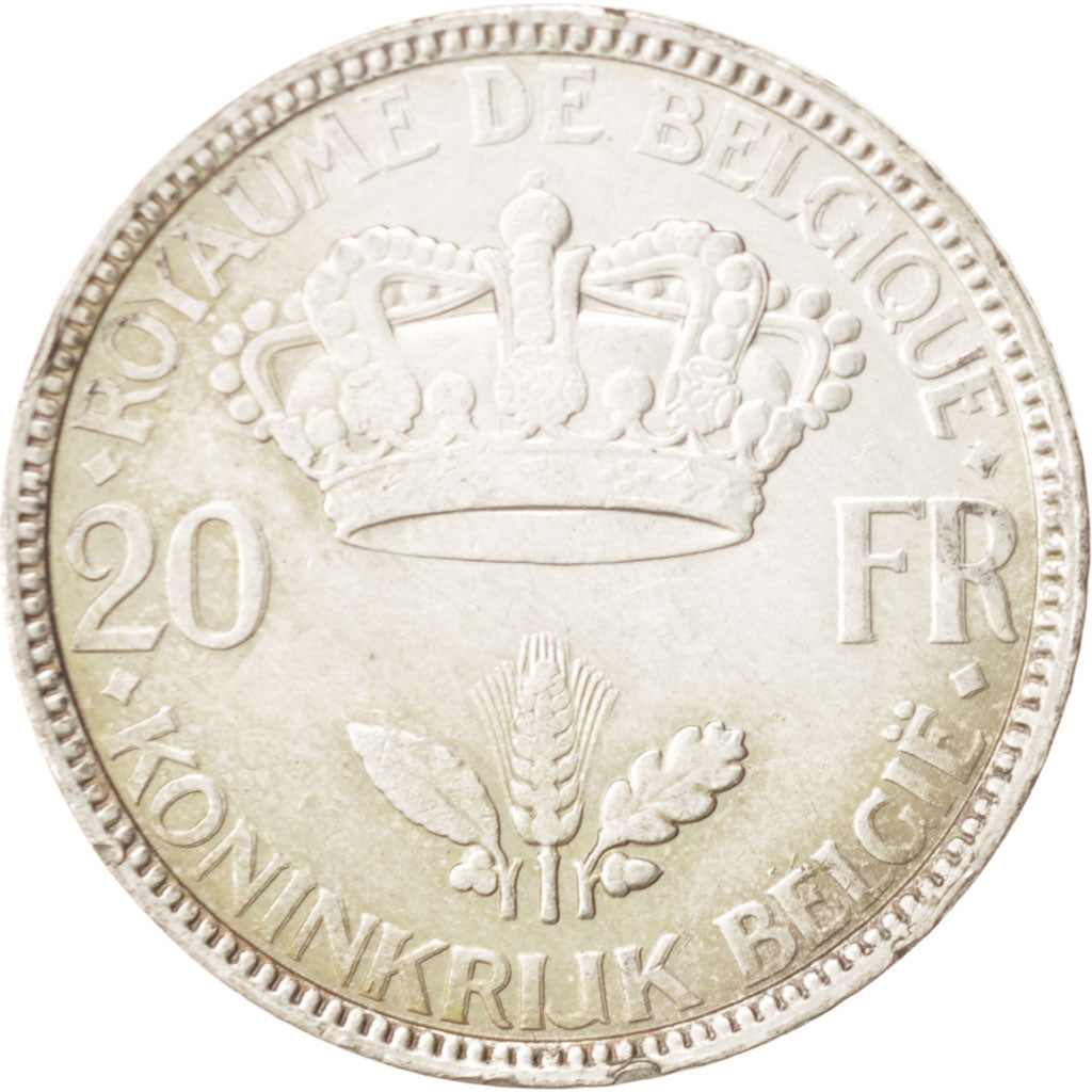 Belgium, 20 Francs, 20 Frank, 1935, EF(40-45), Silver, KM:105